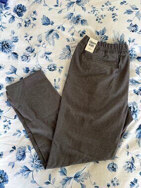 Open Edit Dress Pants Men's Large Gray Sharkskin Pleated Stretch Trousers